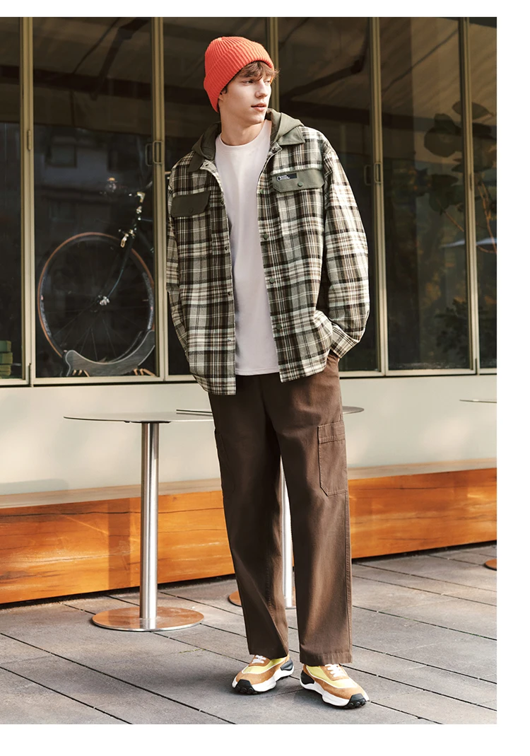 Semir Men Jacket Plaid 2026 Detachable Hooded Outdoor Urban Casual Everyday Style Soft Comfortable Daily Wear Trendy