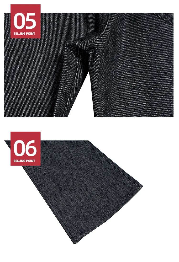 MIJKO Flared Raw Denim Unisex Jeans Washed Wide Leg Dark Blue Leather Patch Long Pants TJ180