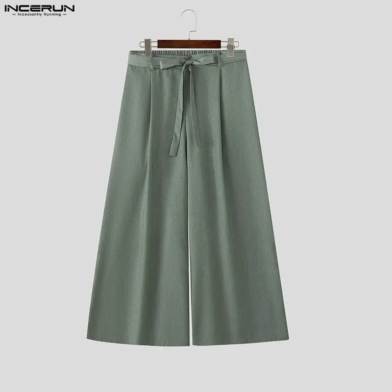 INCERUN Men Sets Solid Color Long Sleeve Blazer Wide Leg Pants Two Piece Sets Streetwear Elegant Fashion Men Matching Sets 2026