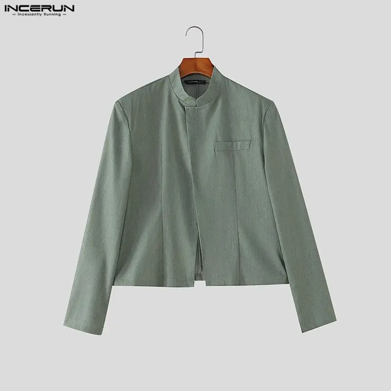 INCERUN Men Sets Solid Color Long Sleeve Blazer Wide Leg Pants Two Piece Sets Streetwear Elegant Fashion Men Matching Sets 2026
