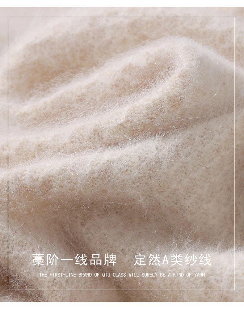 Luxury Men's 100% Mink Cashmere Thickening Sweater O-neck Grid Pullover Thick Knitwear Top Autumn Winter Anti-pilling Clothing