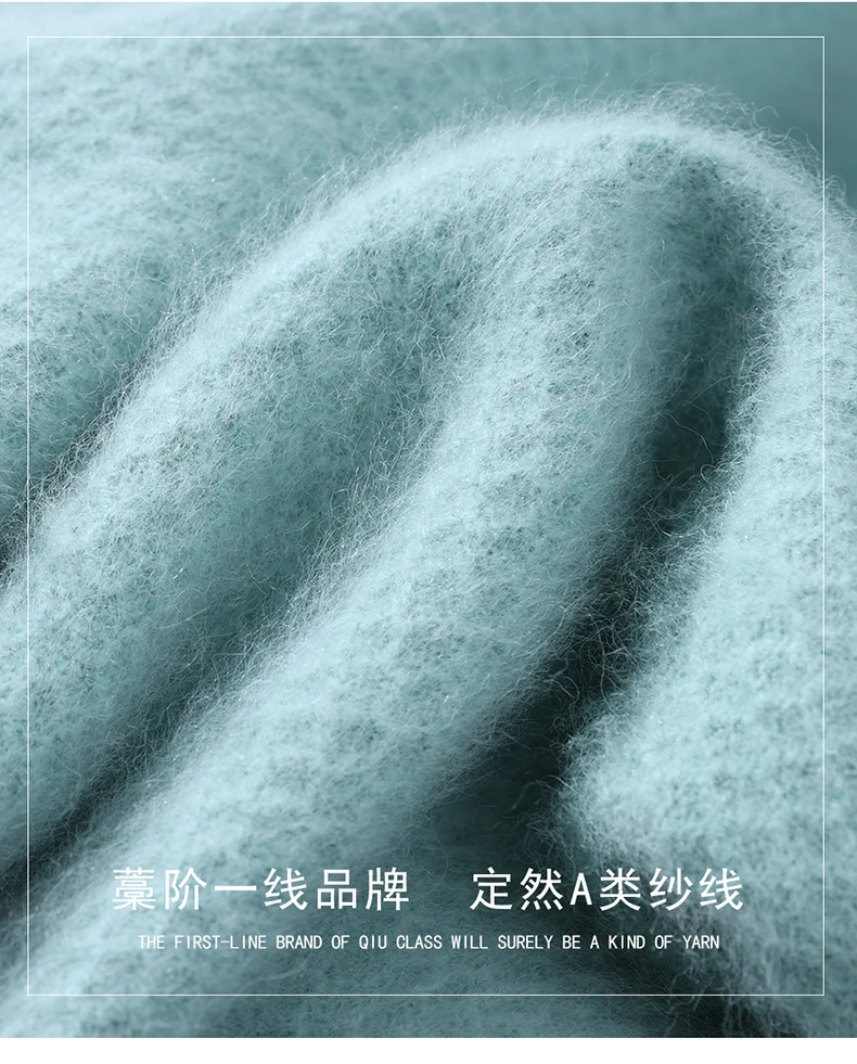 Luxury Men's 100% Mink Cashmere Thickening Sweater O-neck Grid Pullover Thick Knitwear Top Autumn Winter Anti-pilling Clothing