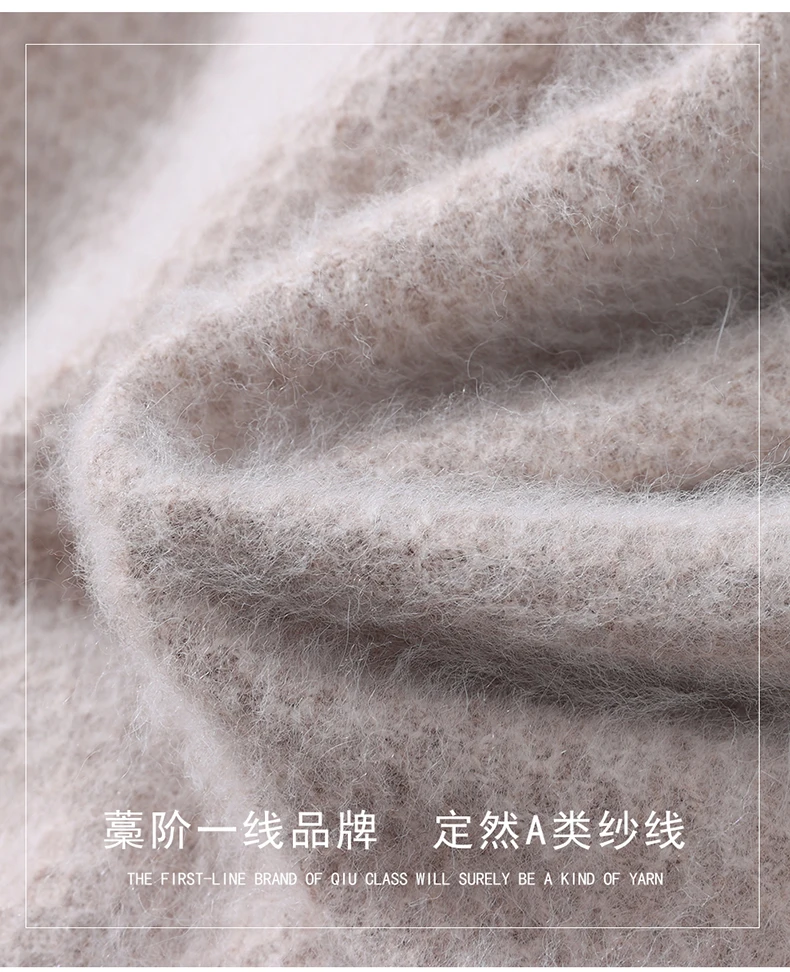 Luxury Men's 100% Mink Cashmere Thickening Sweater O-neck Grid Pullover Thick Knitwear Top Autumn Winter Anti-pilling Clothing