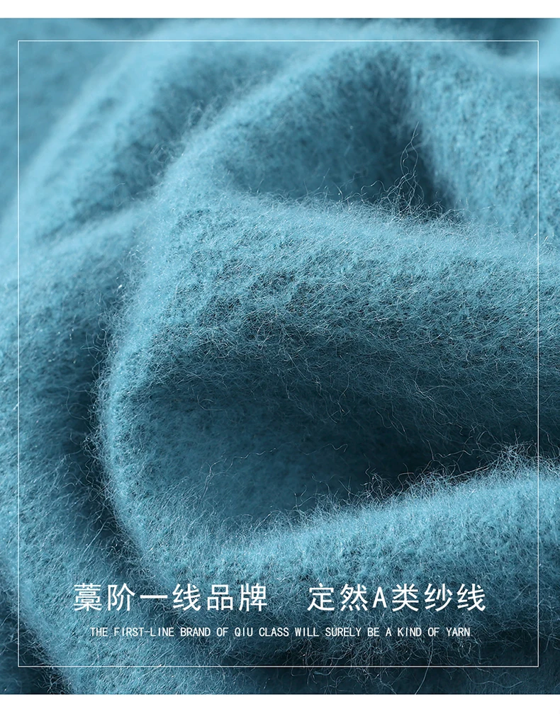 Luxury Men's 100% Mink Cashmere Thickening Sweater O-neck Grid Pullover Thick Knitwear Top Autumn Winter Anti-pilling Clothing