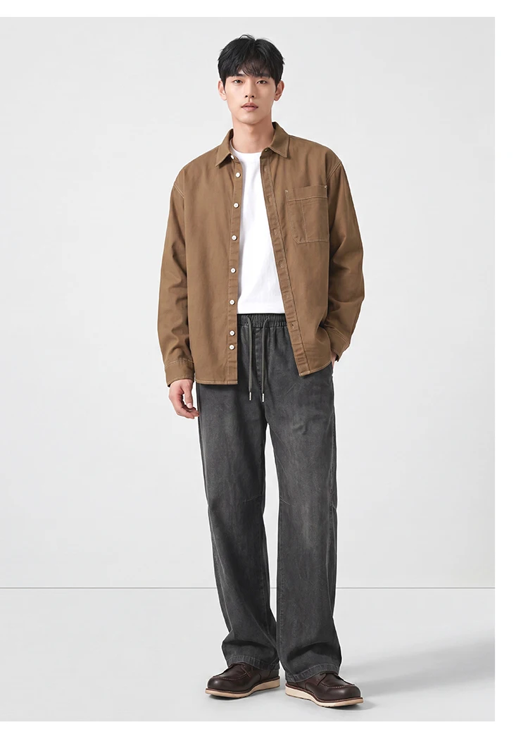 Semir Men Pants Cotton Curved Barrel Leg Drawstring Elastic Waist Loose Casual Style Autumn Trousers Daily Wear 2026