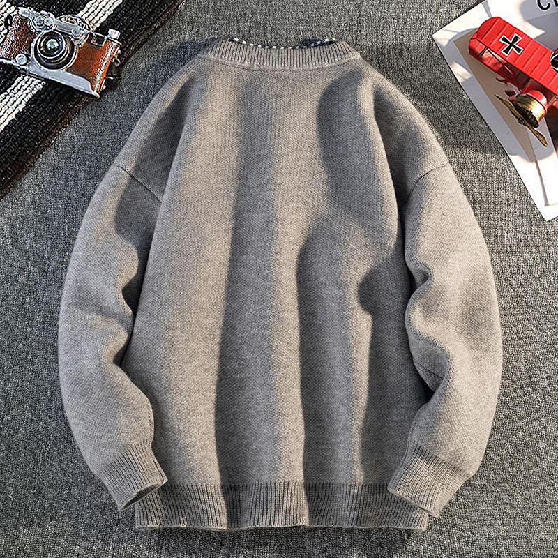 New Autumn and Winter Men's Knitted Sweater Cardigan Versatile Base Fake Two-Piece Jacket Fashionable Casual Men's Clothing Tops