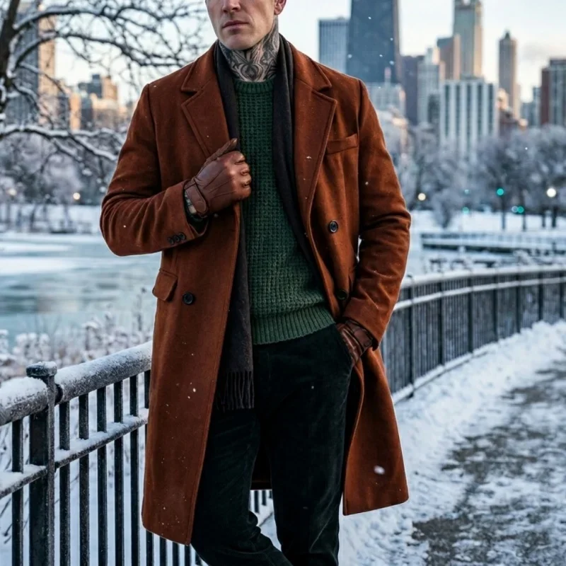 New Winter Men's Wool Blend Extended-Length Super Long Trench Coat Business Casual Streetwear Hybrid Warm Outdoor Jacket for Men