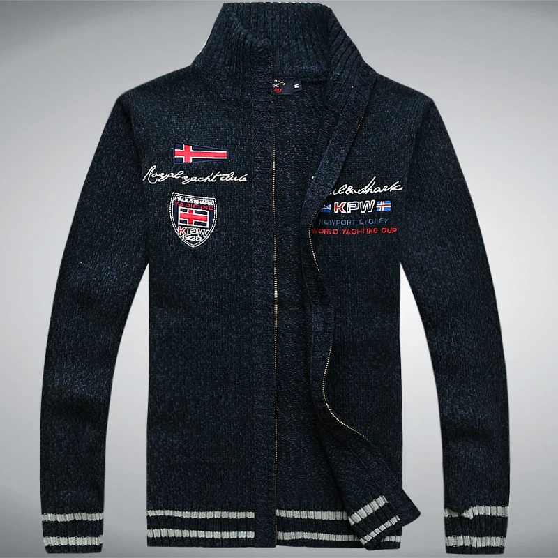 Cotton Man Sweater Shark Autumn Cardigan Overcoat Casual White Red Mens Winter Jacket 2022