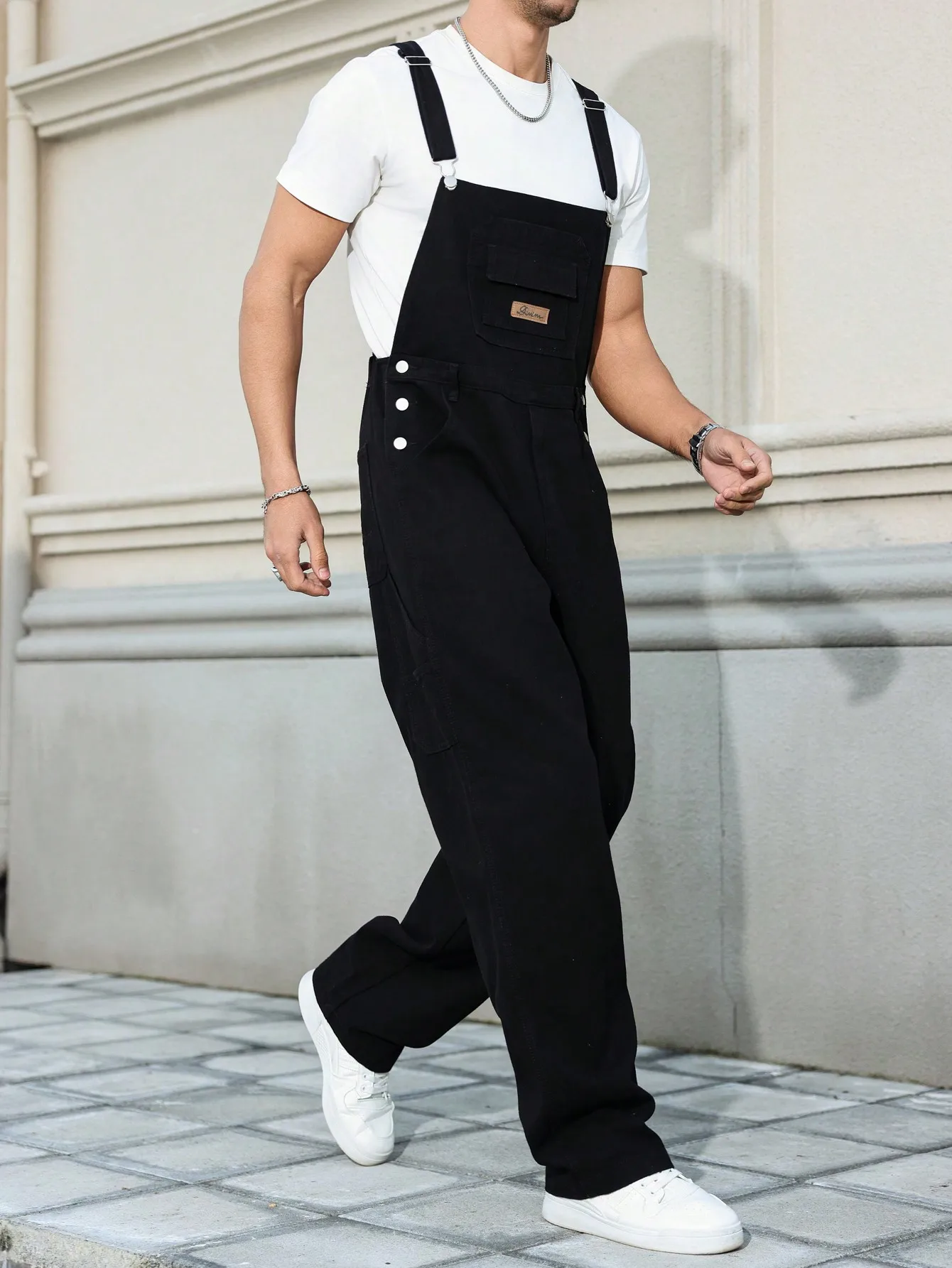 Men's Four - Season Black Denim Overalls, Simple and Casual Style, Retro and Daily