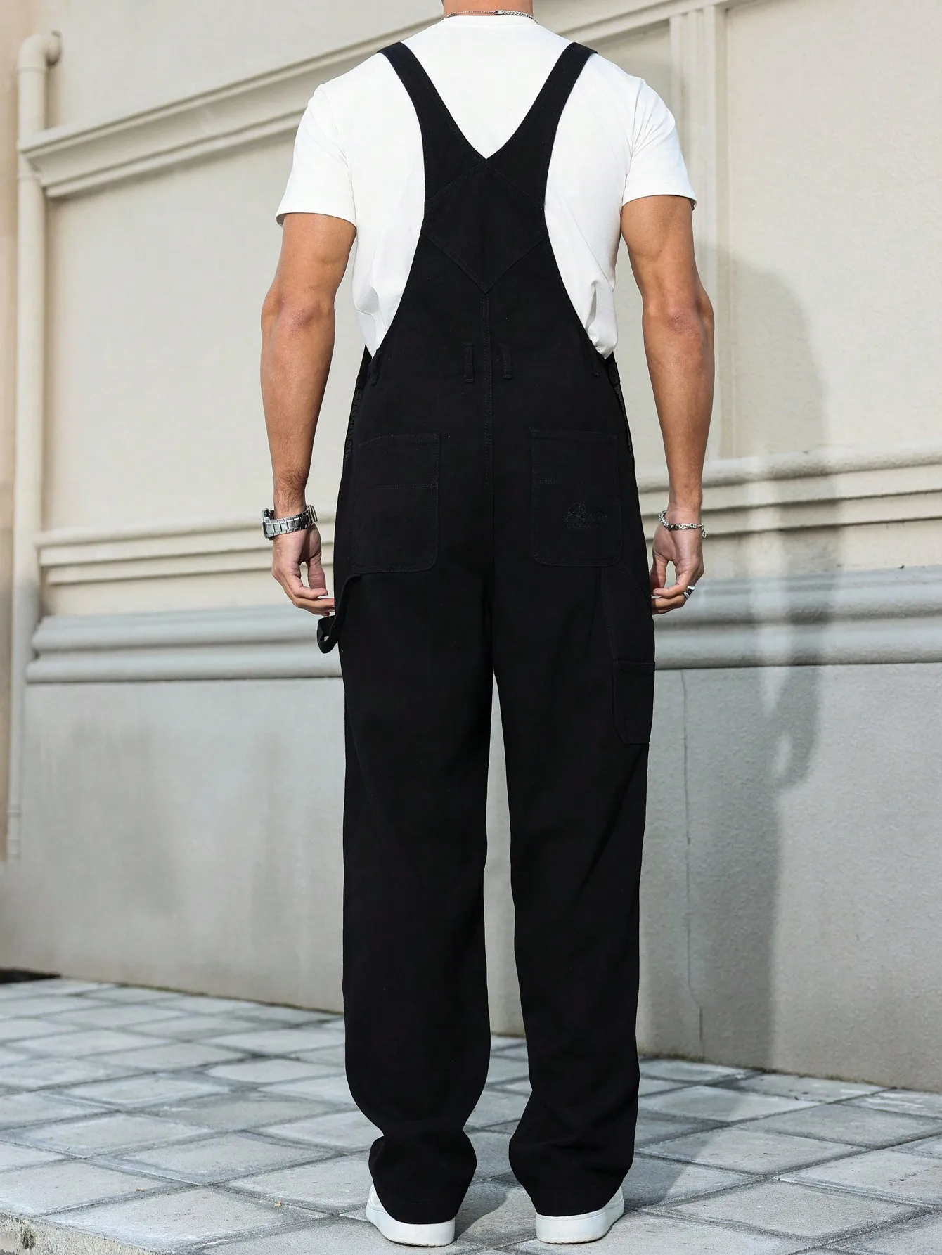 Men's Four - Season Black Denim Overalls, Simple and Casual Style, Retro and Daily