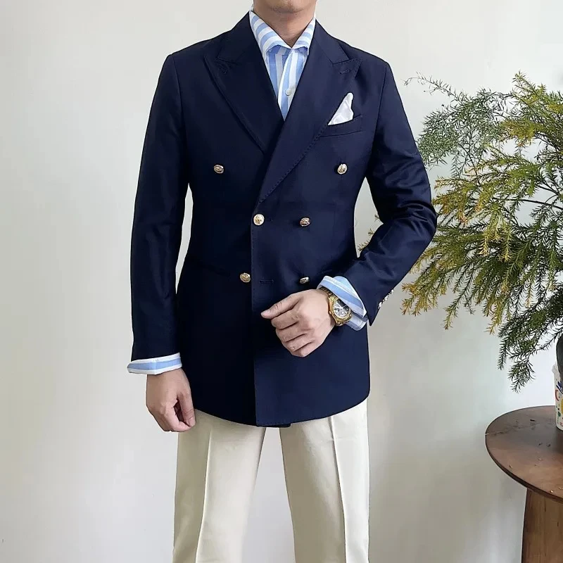 Suit For Mens Groom's Wedding 1 Pieces Slim Fit Blazer Wide Shawl Lapel Luxury Men Suit Custom Made Tuxedo Gold Button