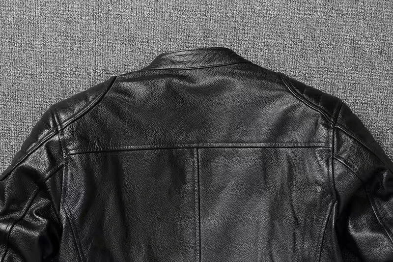 Vintage Black Brown Real Cowhide Genuine Leather Jacket Real Fur Men's Leather Jacket Men Leather Jacket Motorcycle Coat