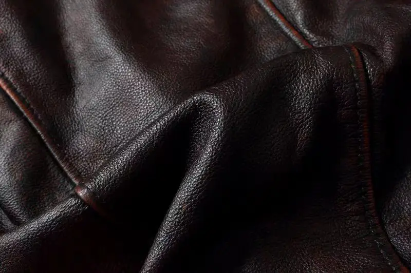 Vintage Black Brown Real Cowhide Genuine Leather Jacket Real Fur Men's Leather Jacket Men Leather Jacket Motorcycle Coat