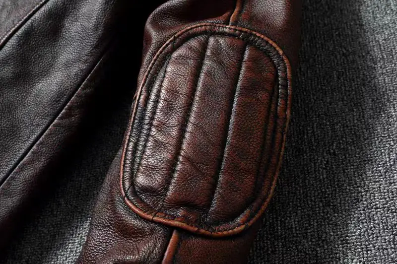 Vintage Black Brown Real Cowhide Genuine Leather Jacket Real Fur Men's Leather Jacket Men Leather Jacket Motorcycle Coat