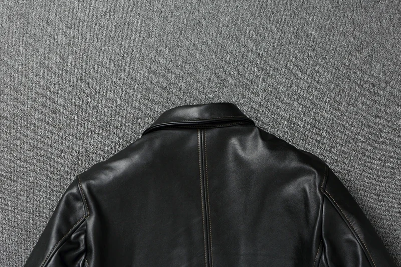 Imported oil wax top layer leather jacket leather jacket male brakeman casual lapel dispatcher horse leather jacket