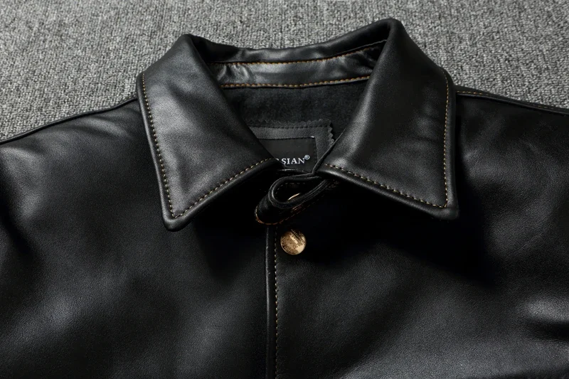 Imported oil wax top layer leather jacket leather jacket male brakeman casual lapel dispatcher horse leather jacket