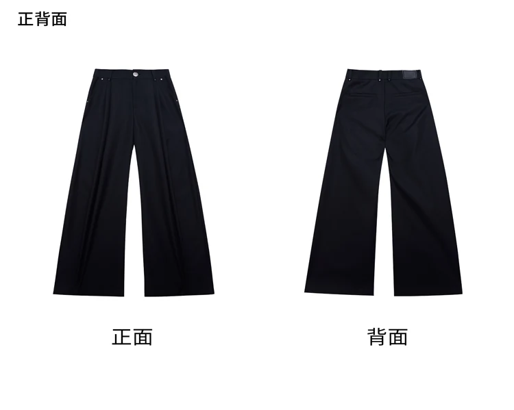 Mauroicardi Spring Autumn Long Loose Casual Black Flowy Soft Pleated Baggy Wide Leg Pants Men with High Waist Korean Fashion2024