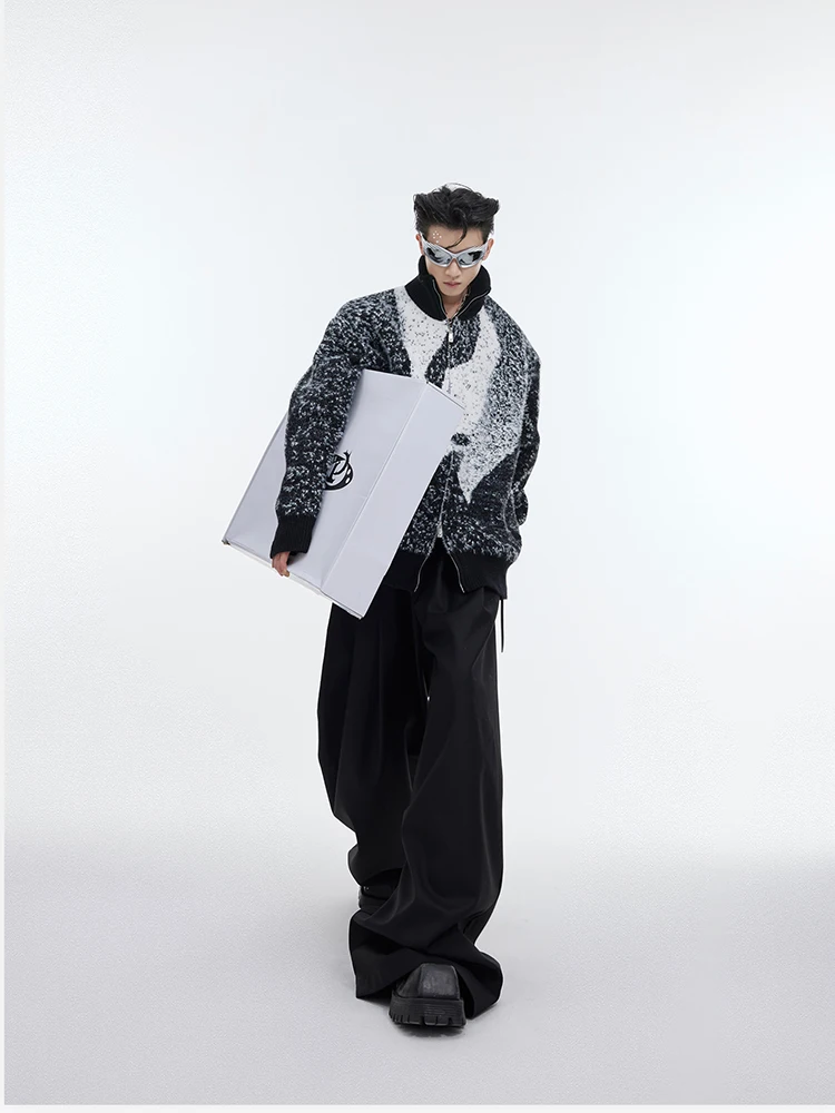 Mauroicardi Spring Autumn Long Loose Casual Black Flowy Soft Pleated Baggy Wide Leg Pants Men with High Waist Korean Fashion2024