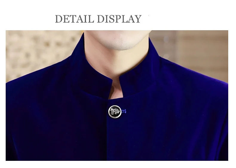 Men's Light Luxury Golden Velvet Coat Youth Fashion Trend Solid Color Stand Collar MAO Suit Handsome Boutique Item