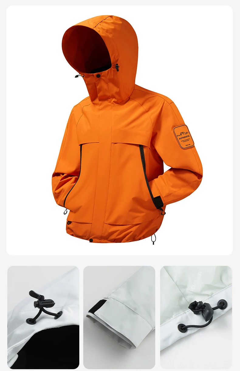 2025 New Men Softshell Jackets for Men Waterproof Zip Up Hooded Jacket Outerwear Coats with Zipper Pockets Hiking Camping Clothe