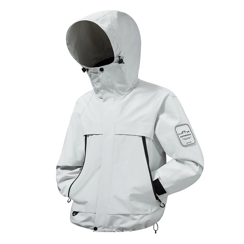 2025 New Men Softshell Jackets for Men Waterproof Zip Up Hooded Jacket Outerwear Coats with Zipper Pockets Hiking Camping Clothe