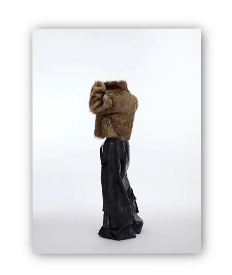 Mauroicardi Winter Short Thick Warm Brown Hairy Soft Faux Fur Coat Men with Turn-down Collar Long Sleeve Fluffy Jackets 2024