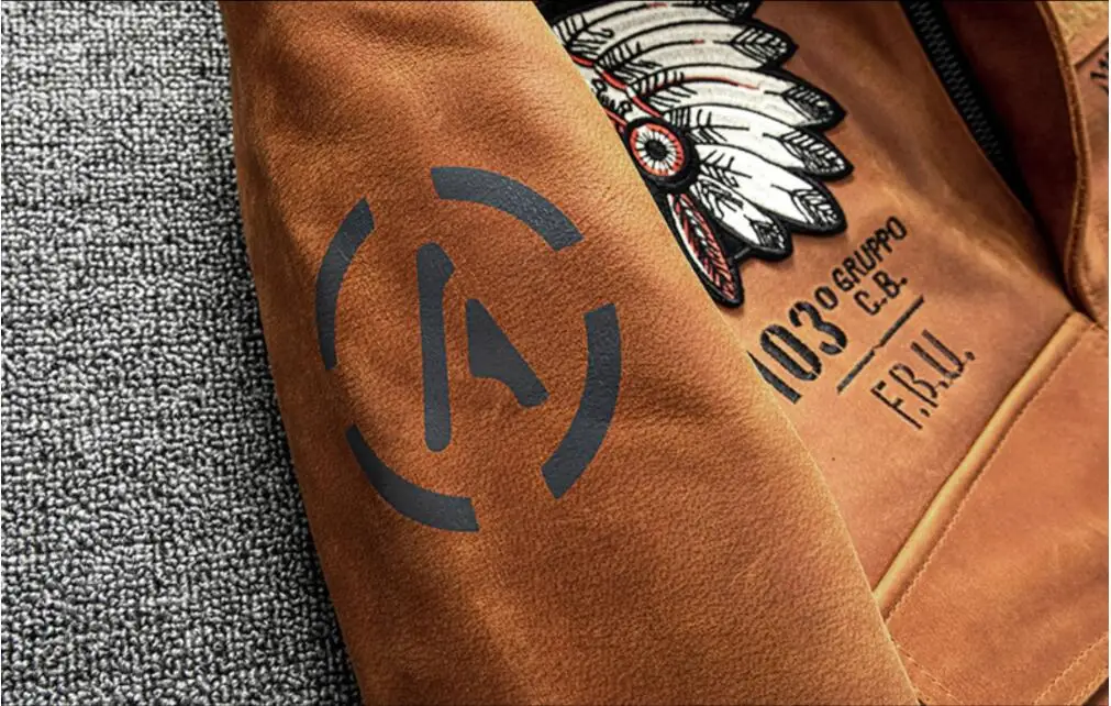 Orange Winter Pilot Leather Jacket Men Military Style Plus Size 5XL Genuine Natural Thick Cowhide Flight Leather Coat