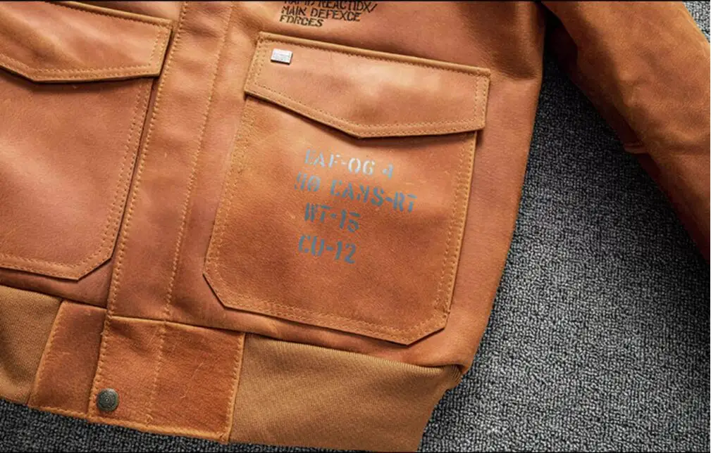 Orange Winter Pilot Leather Jacket Men Military Style Plus Size 5XL Genuine Natural Thick Cowhide Flight Leather Coat