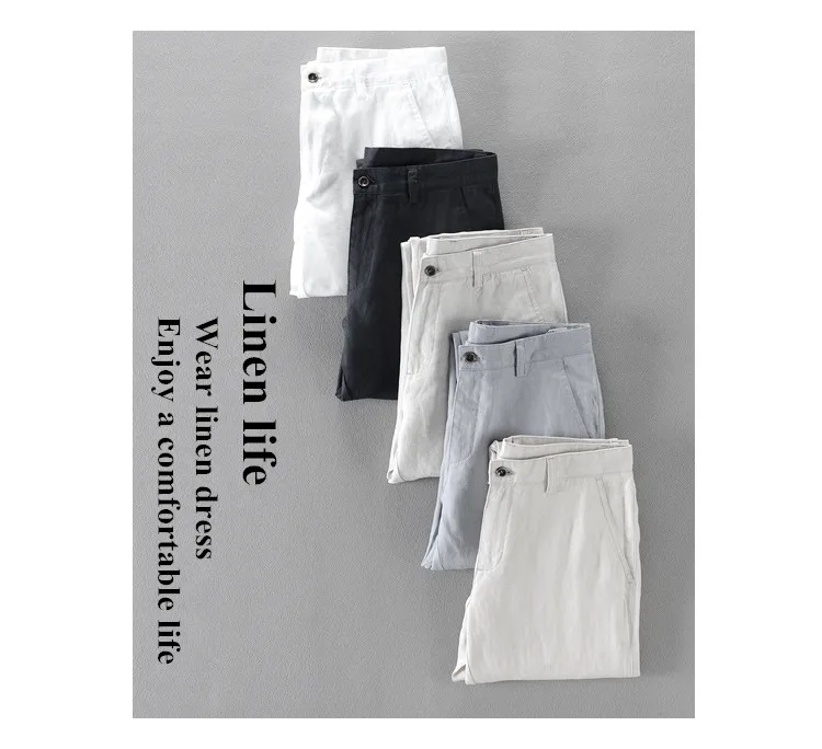 100% Quality Pure Linen Casual Pants Men Brand Long Trousers Men Business Fashion Pants For Men Pantalones Pantaloni Un Pantalon