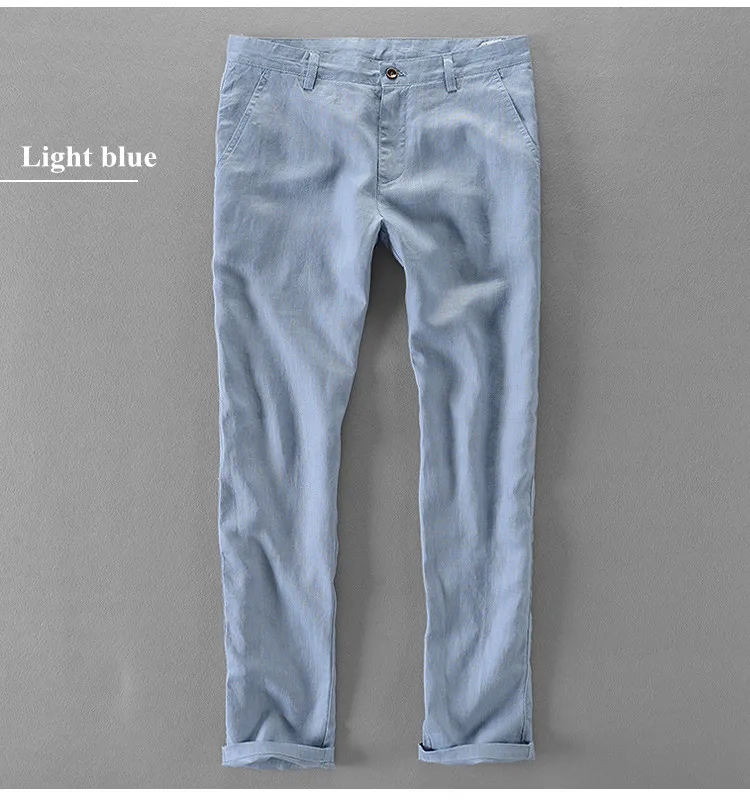 100% Quality Pure Linen Casual Pants Men Brand Long Trousers Men Business Fashion Pants For Men Pantalones Pantaloni Un Pantalon