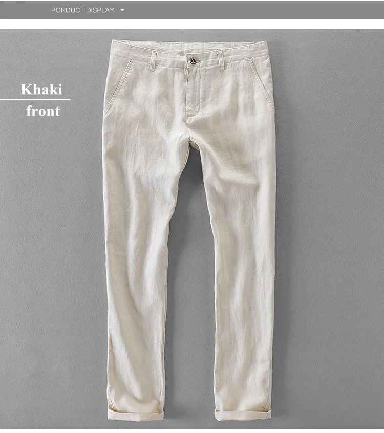 100% Quality Pure Linen Casual Pants Men Brand Long Trousers Men Business Fashion Pants For Men Pantalones Pantaloni Un Pantalon