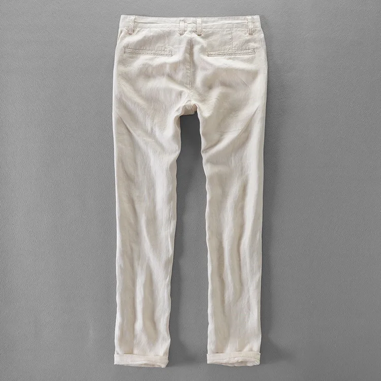 100% Quality Pure Linen Casual Pants Men Brand Long Trousers Men Business Fashion Pants For Men Pantalones Pantaloni Un Pantalon