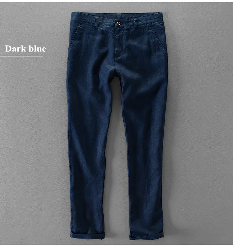 100% Quality Pure Linen Casual Pants Men Brand Long Trousers Men Business Fashion Pants For Men Pantalones Pantaloni Un Pantalon