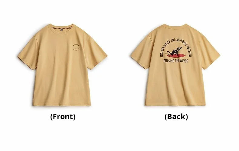 Maden Vintage Foam Print Short Sleeves T-Shirt Men's Summer Heavyweight Yellow Cotton Tee Loose Fit Crew Neck Casual Street Tops