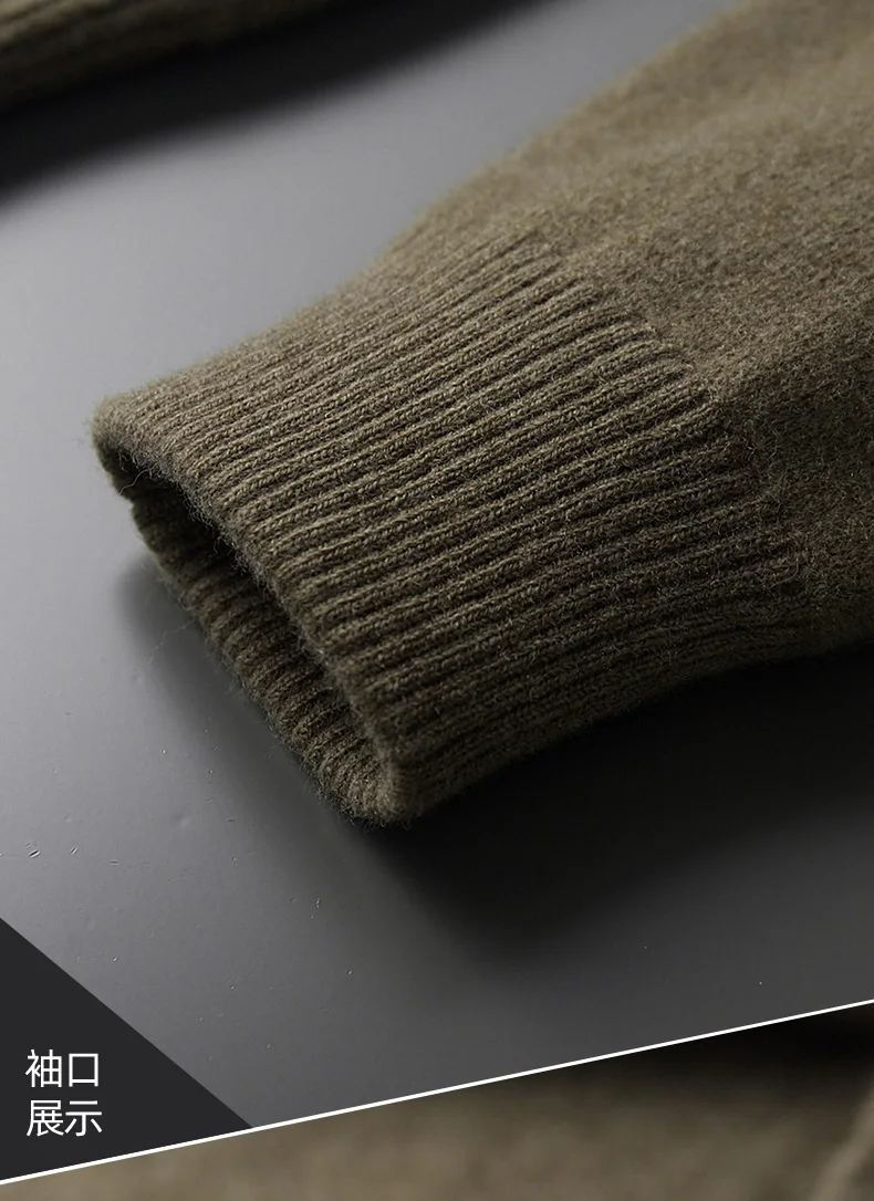 Autumn And Winter 100% Cashmere Cardigan Men's POLO Collar Coat Knitted Baseball Uniform Jacket Bottoming Wool Sweater