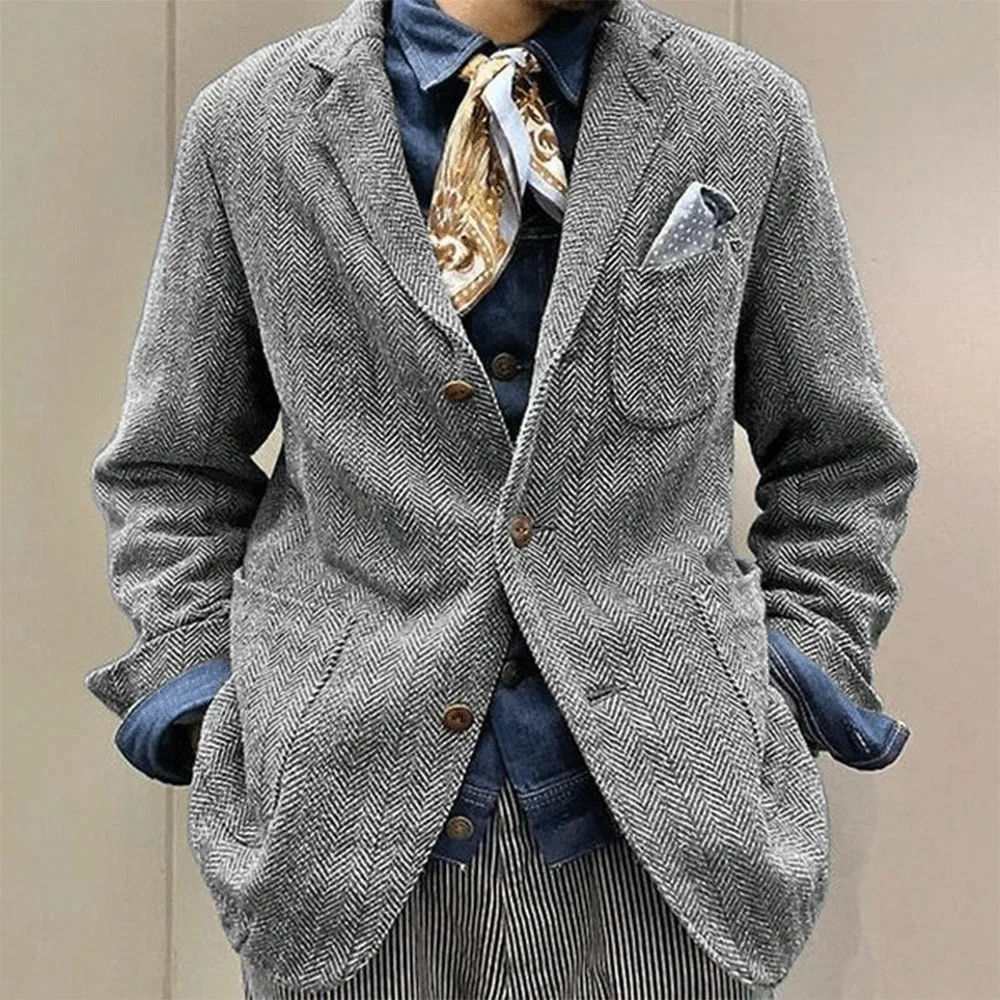 Herringbone pattern jacket standalone jacket business and workplace gentleman jacket runway style