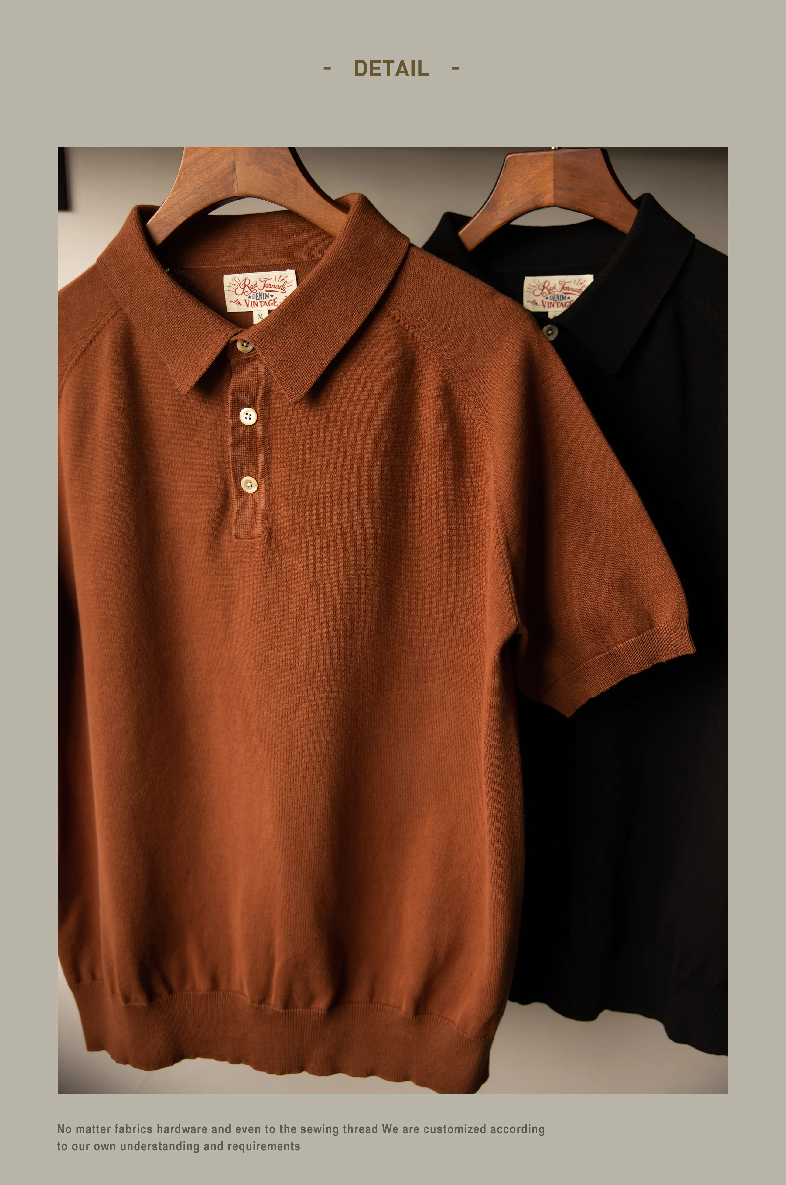 PL-0001 Red Tornado Big Size Super Good Quality Mans 260GSM Heavy Thick Casual Henley Tee Cotton 6 Colors