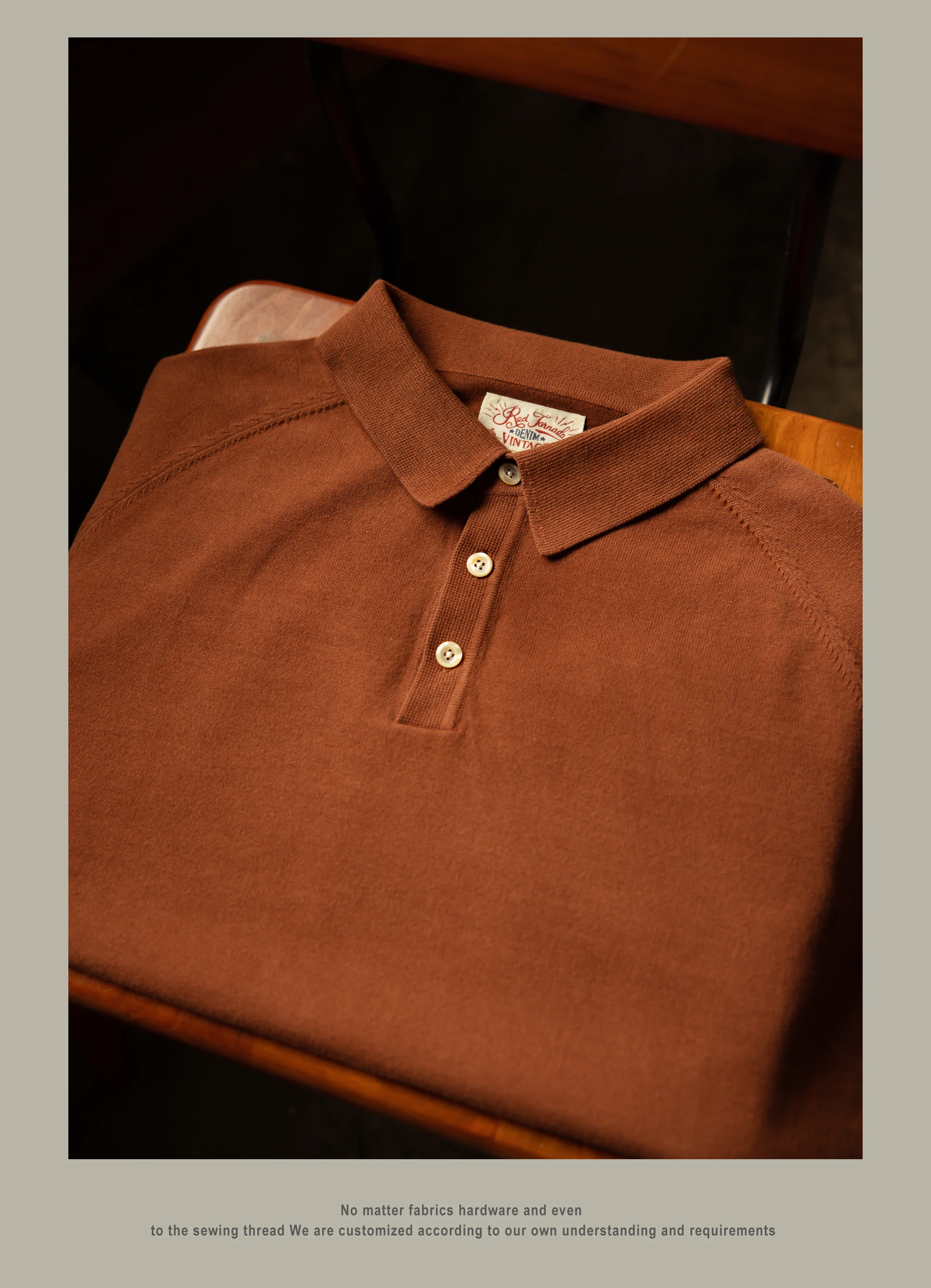 PL-0001 Red Tornado Big Size Super Good Quality Mans 260GSM Heavy Thick Casual Henley Tee Cotton 6 Colors