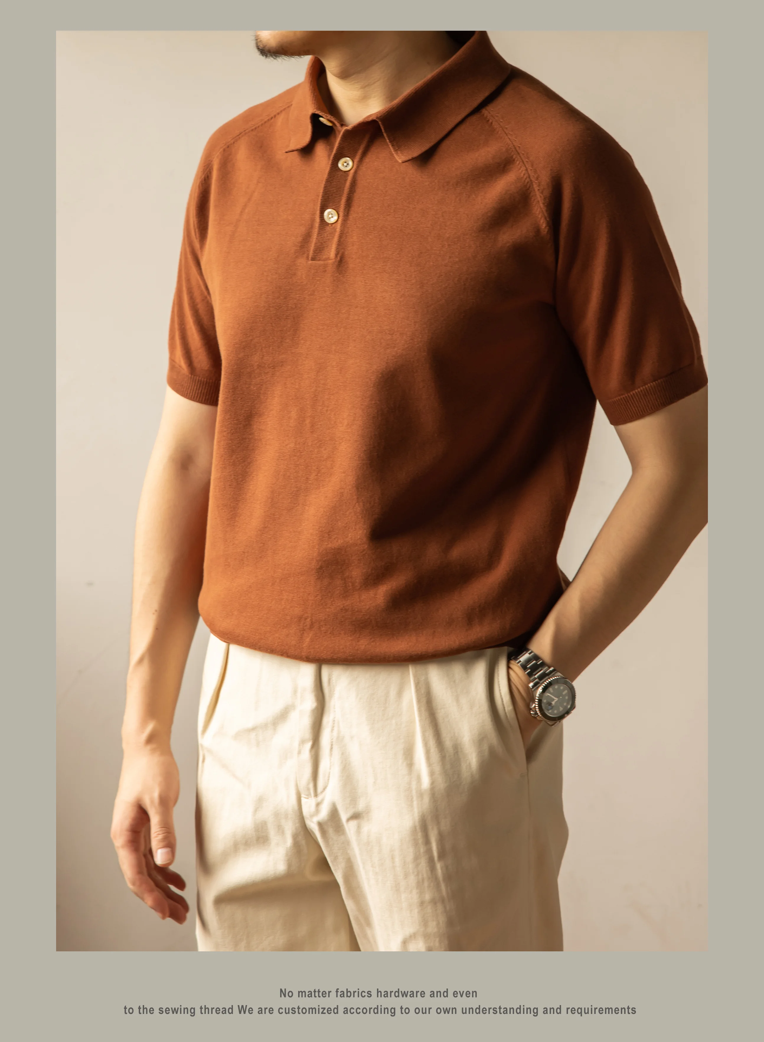PL-0001 Red Tornado Big Size Super Good Quality Mans 260GSM Heavy Thick Casual Henley Tee Cotton 6 Colors
