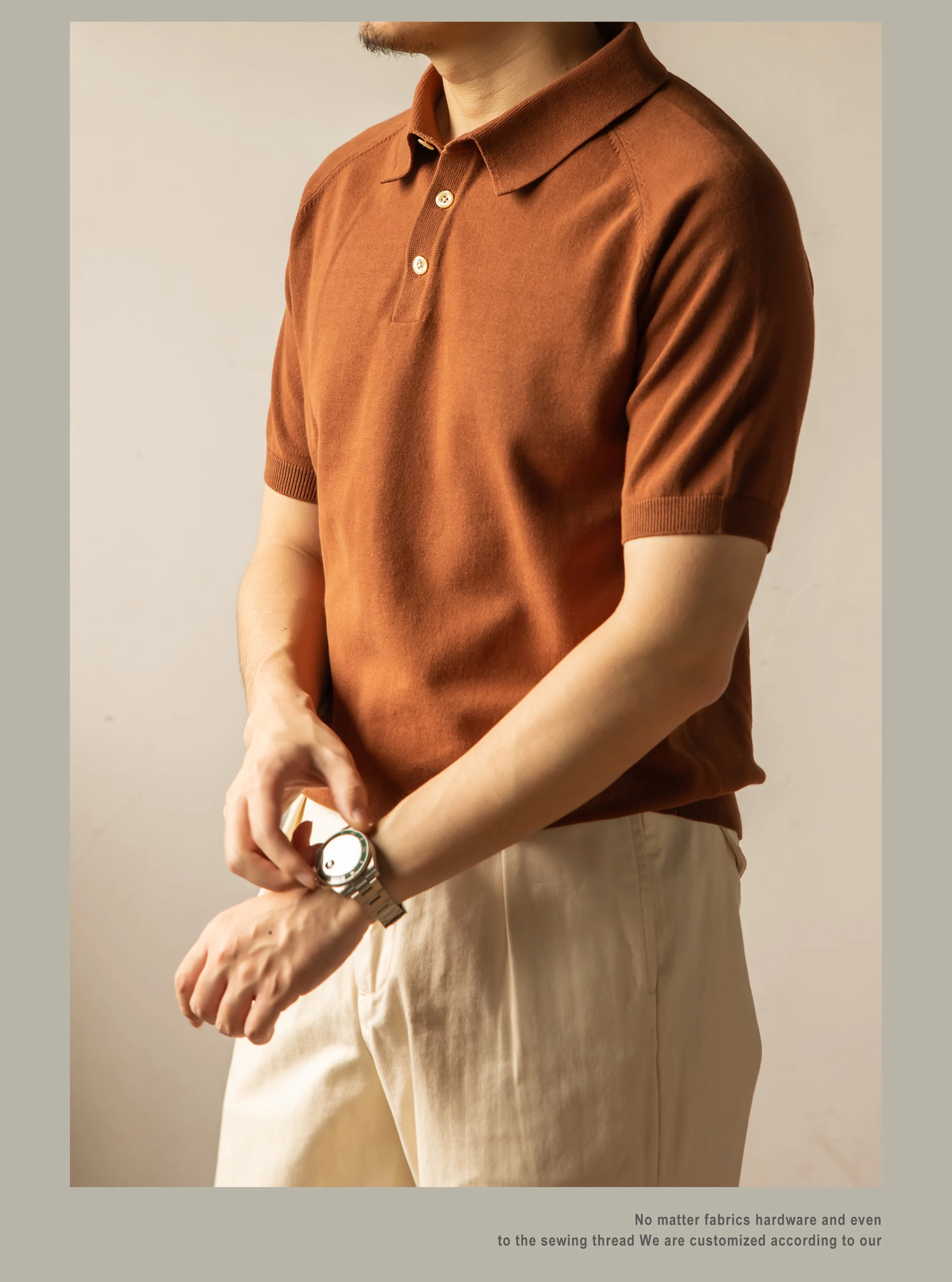 PL-0001 Red Tornado Big Size Super Good Quality Mans 260GSM Heavy Thick Casual Henley Tee Cotton 6 Colors
