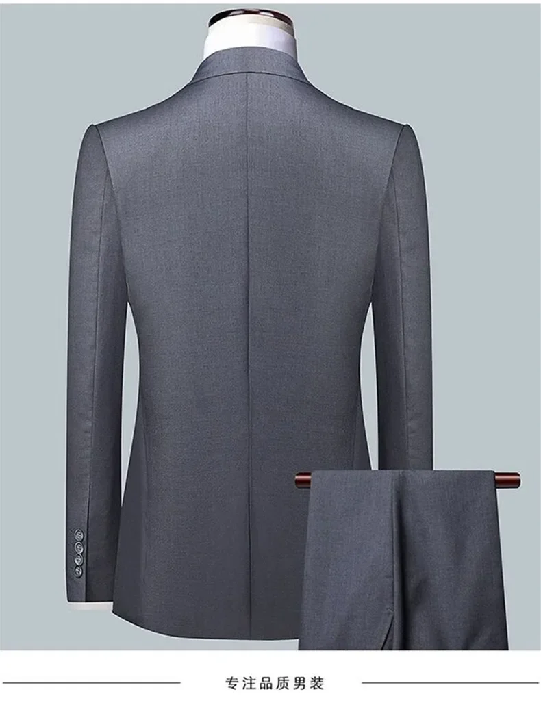 Suit S-7XL (Blazer+Pants) Men Korean Version of Slim-fit Work Clothes Solid Color Fashion Business Casual Wedding Gentleman Suit