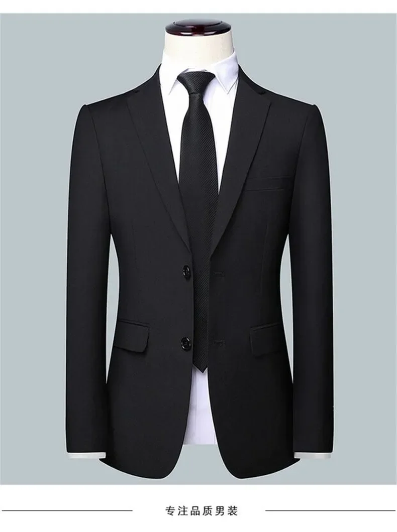 Suit S-7XL (Blazer+Pants) Men Korean Version of Slim-fit Work Clothes Solid Color Fashion Business Casual Wedding Gentleman Suit