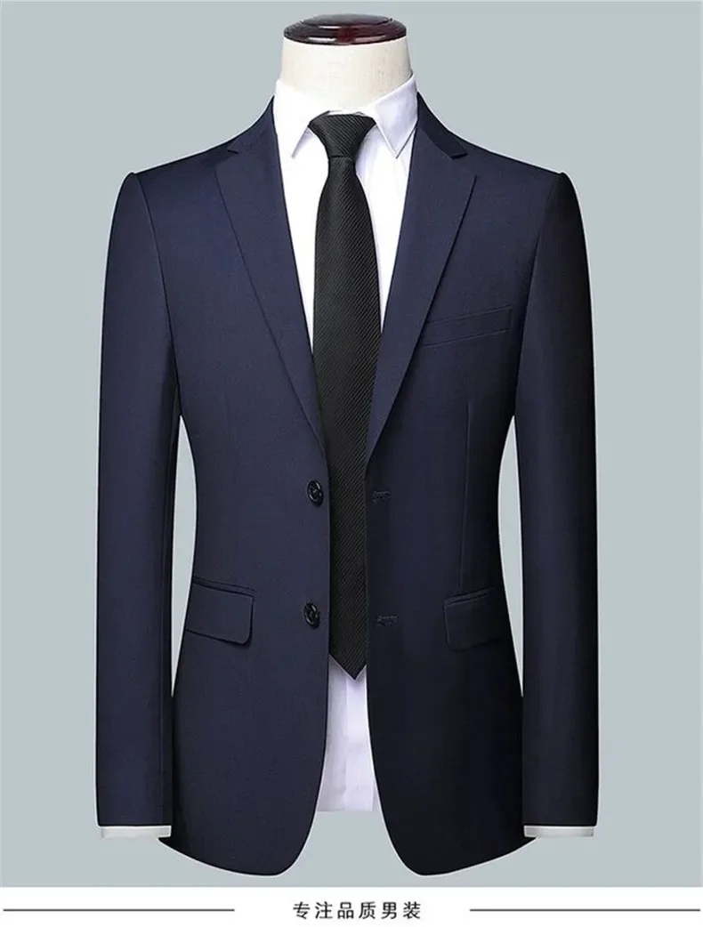Suit S-7XL (Blazer+Pants) Men Korean Version of Slim-fit Work Clothes Solid Color Fashion Business Casual Wedding Gentleman Suit