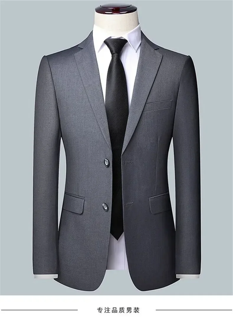 Suit S-7XL (Blazer+Pants) Men Korean Version of Slim-fit Work Clothes Solid Color Fashion Business Casual Wedding Gentleman Suit