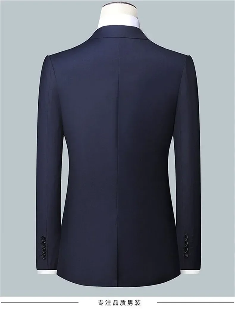 Suit S-7XL (Blazer+Pants) Men Korean Version of Slim-fit Work Clothes Solid Color Fashion Business Casual Wedding Gentleman Suit