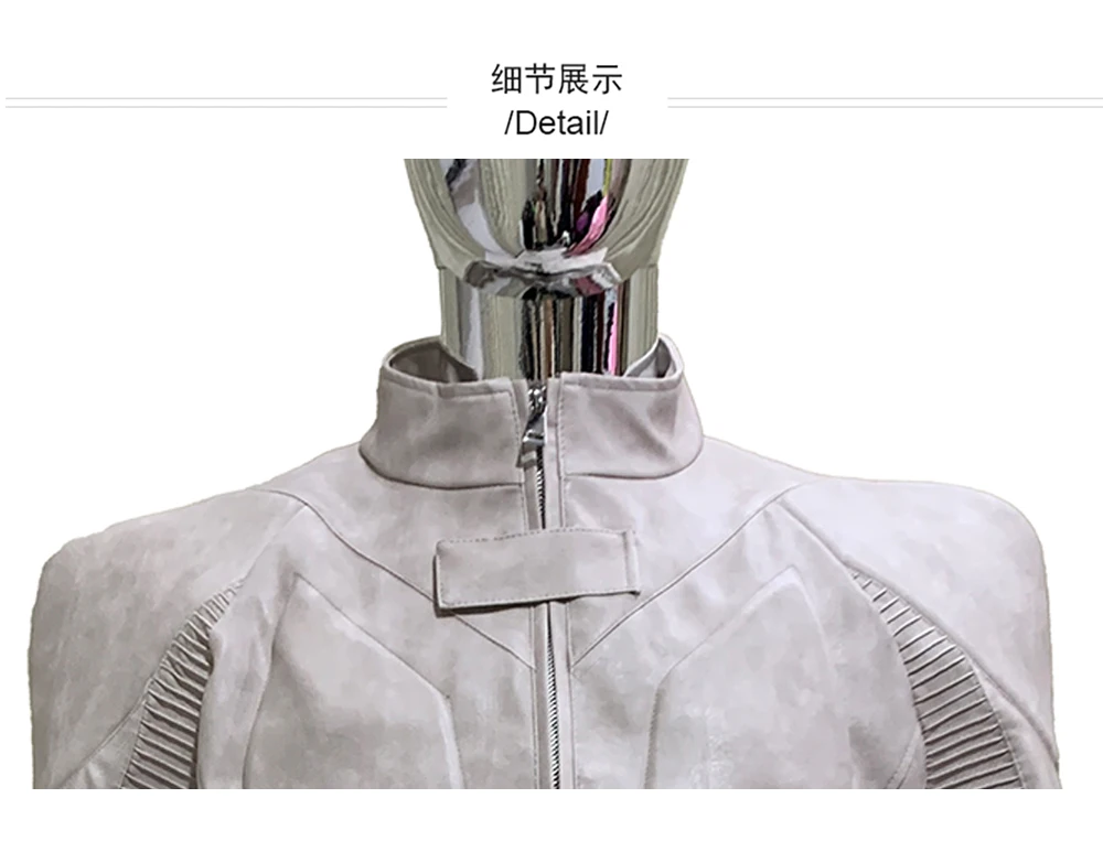 Spring Autumn Cool Distressed Pu Leather Exoskeleton-structured Jacket Men Shoulder Pads Luxury Designer Emo Clothes Streetwear