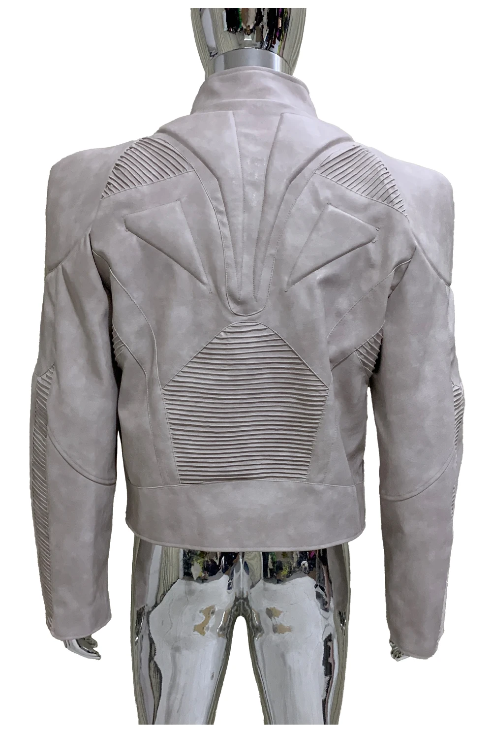 Spring Autumn Cool Distressed Pu Leather Exoskeleton-structured Jacket Men Shoulder Pads Luxury Designer Emo Clothes Streetwear