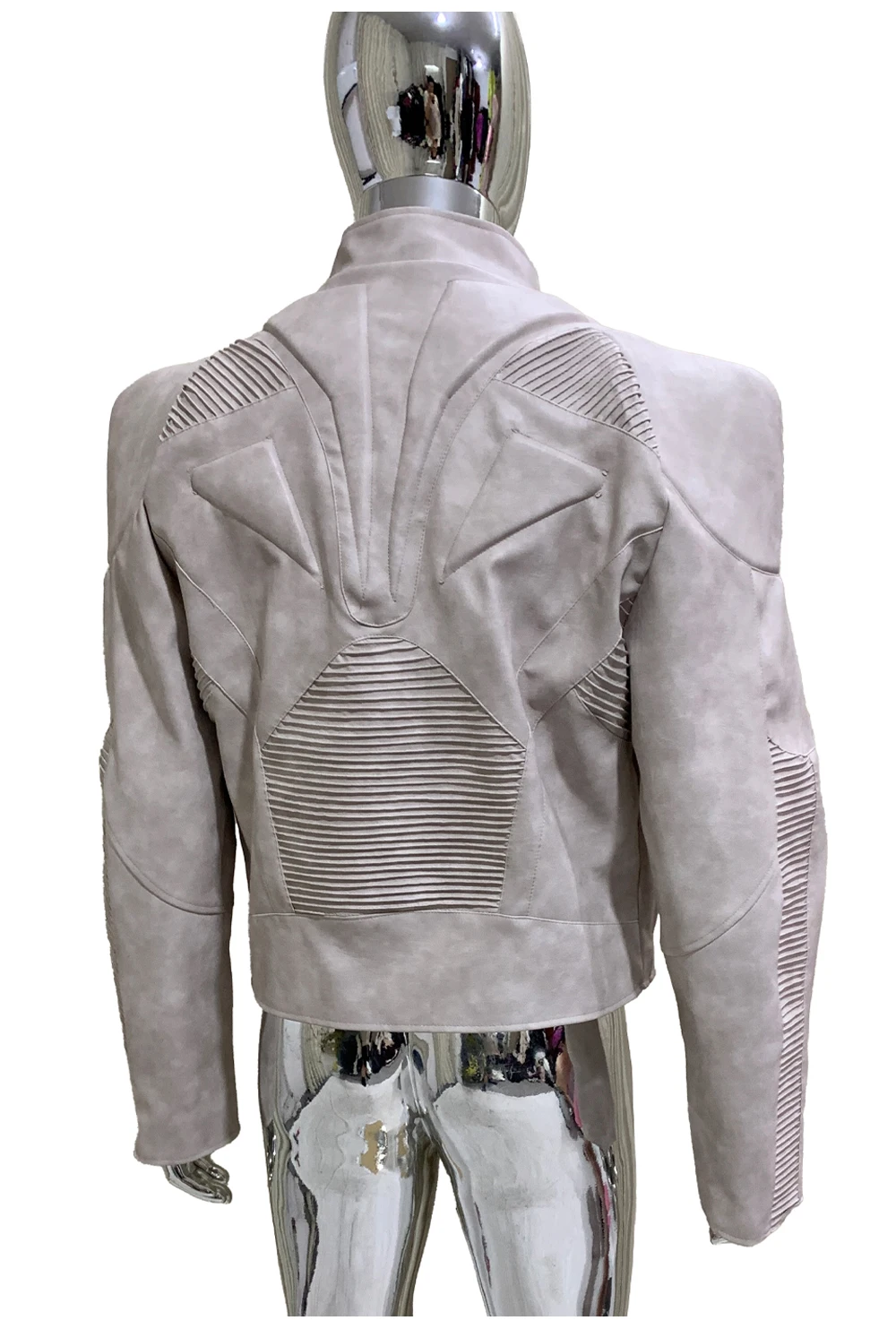 Spring Autumn Cool Distressed Pu Leather Exoskeleton-structured Jacket Men Shoulder Pads Luxury Designer Emo Clothes Streetwear