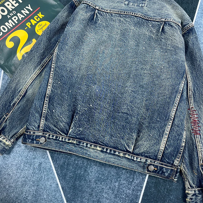 Spring and autumn new heavy old worn Denim splash-ink paint point men's casual denim jacket short