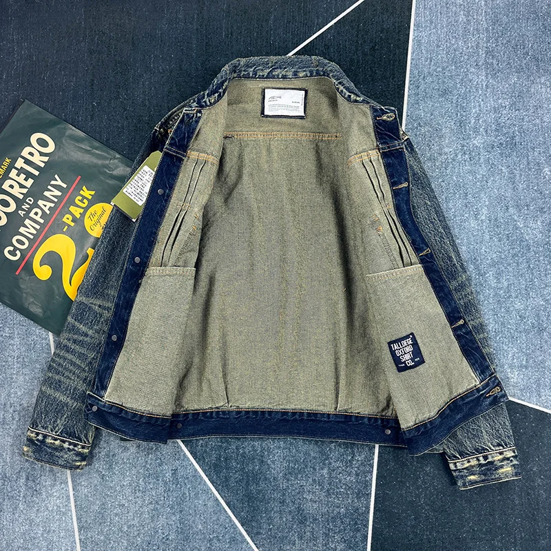Spring and autumn new heavy old worn Denim splash-ink paint point men's casual denim jacket short